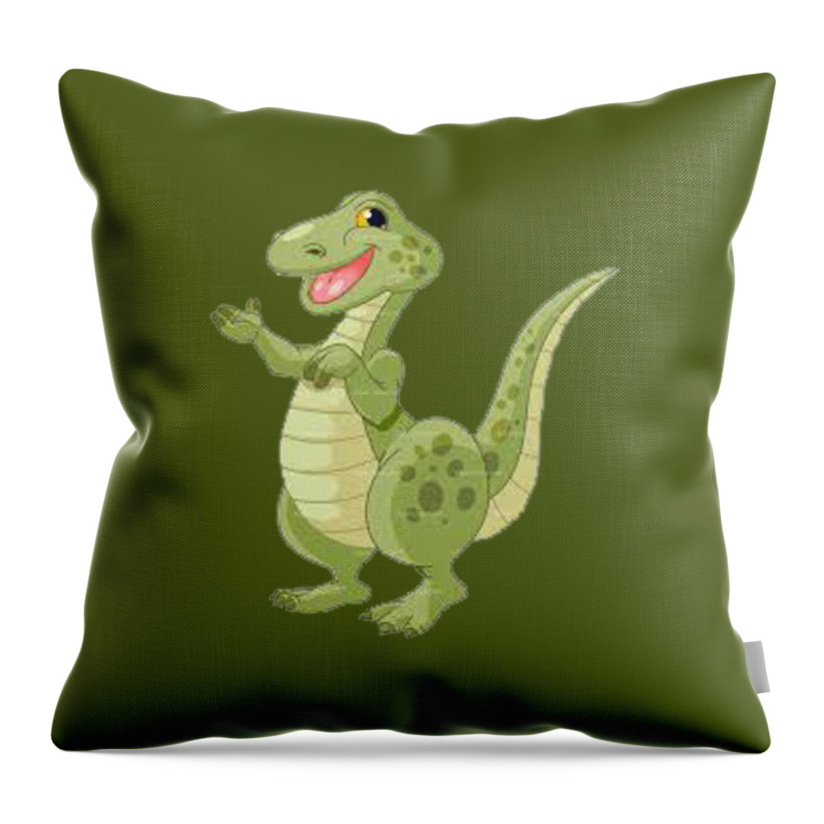 Dinosaur Throw Pillow featuring the painting Kiddies Dinosaur T-shirt by Herb Strobino