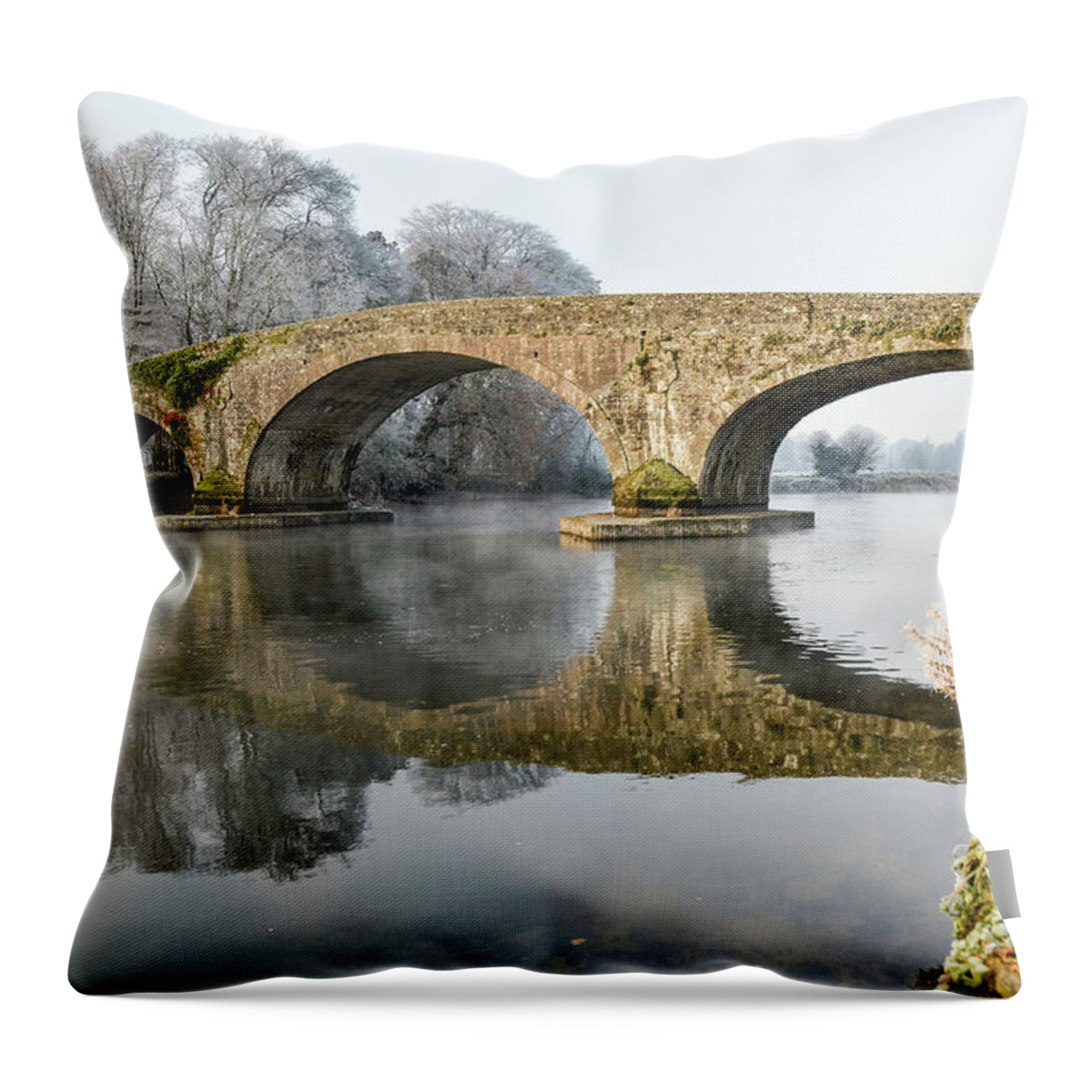 Bridge Throw Pillow featuring the photograph Kilsheelan Bridge in Winter by Joe Ormonde