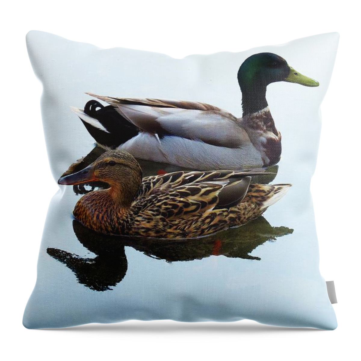 Mallard Throw Pillow featuring the photograph King and Queen by Attila Meszlenyi