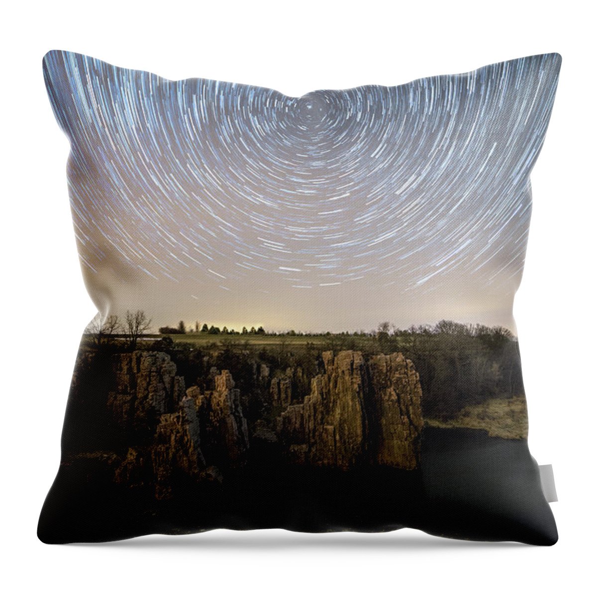 Sky Throw Pillow featuring the photograph King and Queen Star Trails by Aaron J Groen