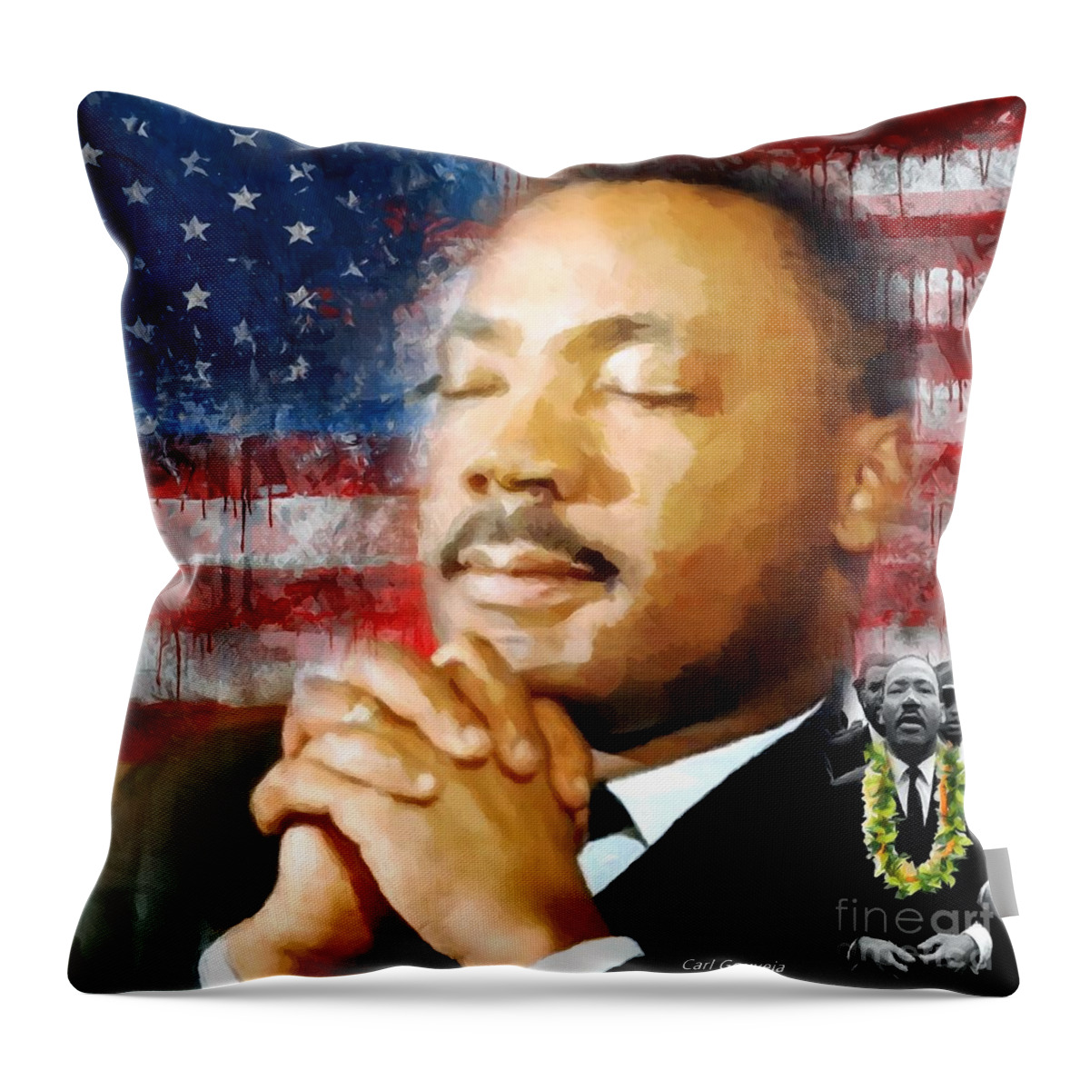 King Throw Pillow featuring the mixed media King by Carl Gouveia