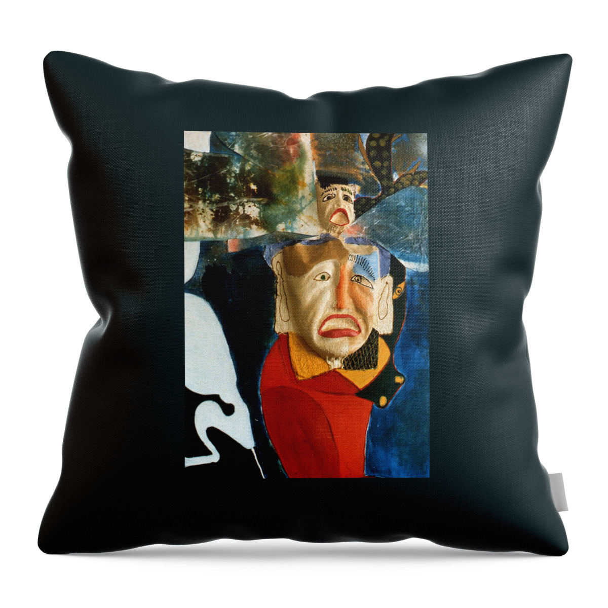 Abstract Throw Pillow featuring the painting King In Peace by Sima Amid Wewetzer