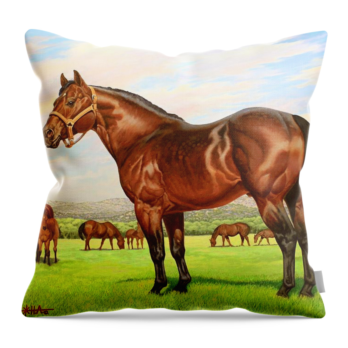 Quarter Horse Throw Pillow featuring the painting King P-234 No.two by Howard Dubois