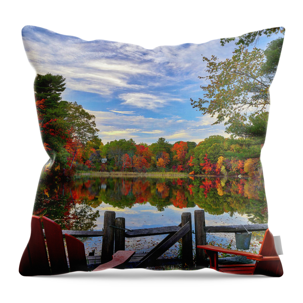Kingsbury Pond Throw Pillow featuring the photograph Kingsbury Pond in Medfield Massachusetts by Juergen Roth