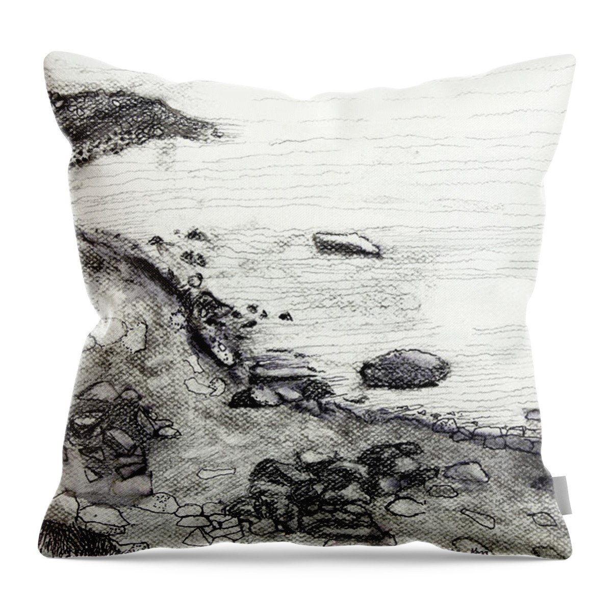  Throw Pillow featuring the painting Kinnacurra Shore by Kathleen Barnes