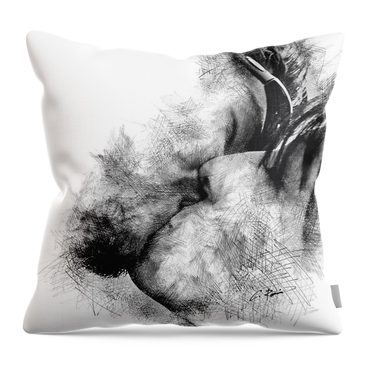 Kiss Throw Pillow featuring the digital art Kiss by Charlie Roman