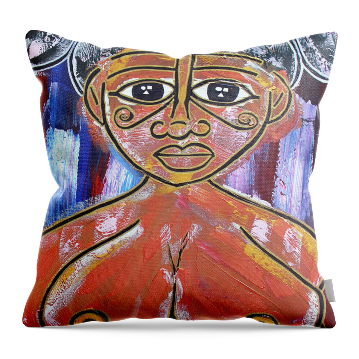  Throw Pillow featuring the painting Kissed By The Sun by Odalo Wasikhongo