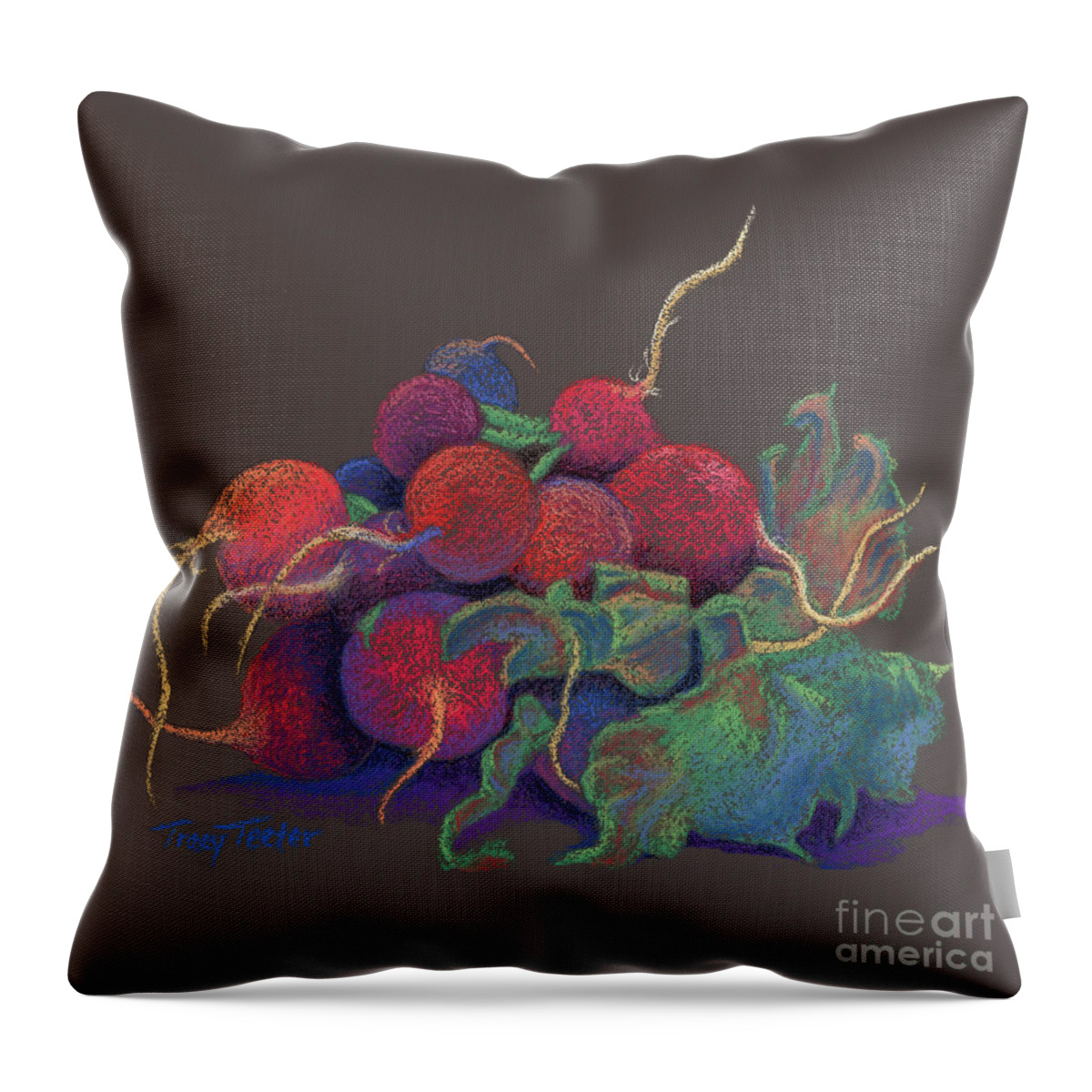 Radish Throw Pillow featuring the pastel Kitchen Accents by Tracy L Teeter 