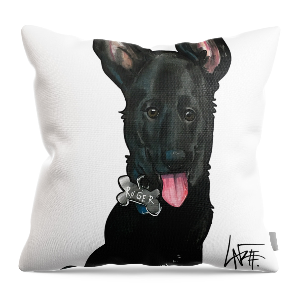 Dog Portrait Throw Pillow featuring the drawing Kitlak 3541 by John LaFree