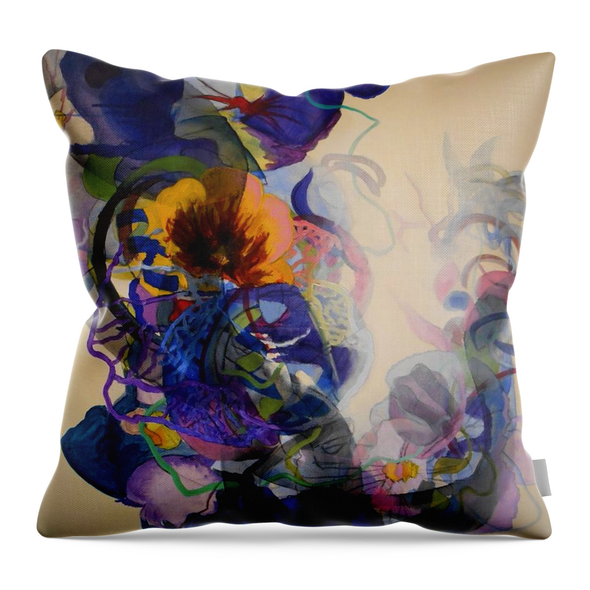 Abstract Experience Flowers Environment Triptych Poppies Seeds Molecules Petals Pollen Stems Proteins Dna Throw Pillow featuring the painting Kitsch DNA by Georg Douglas