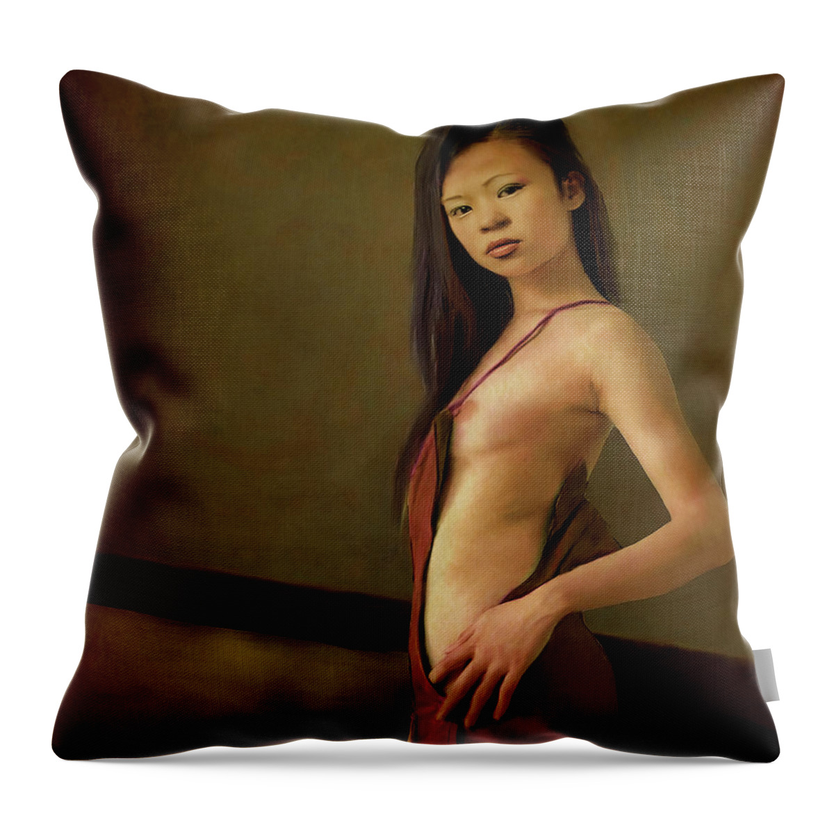 Salome Throw Pillow featuring the painting Kittinan by Salome Hooper