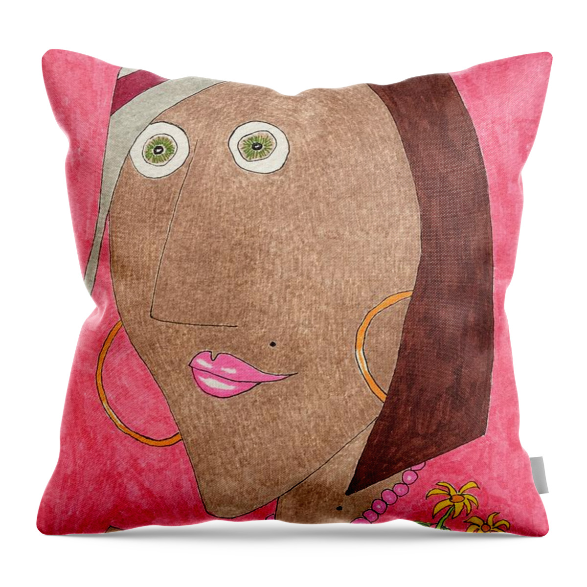  Throw Pillow featuring the painting Kiwi Eyes by Lew Hagood