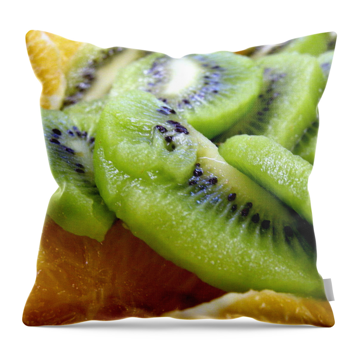 Kiwi Throw Pillow featuring the photograph Kiwis and oranges by Jean Evans