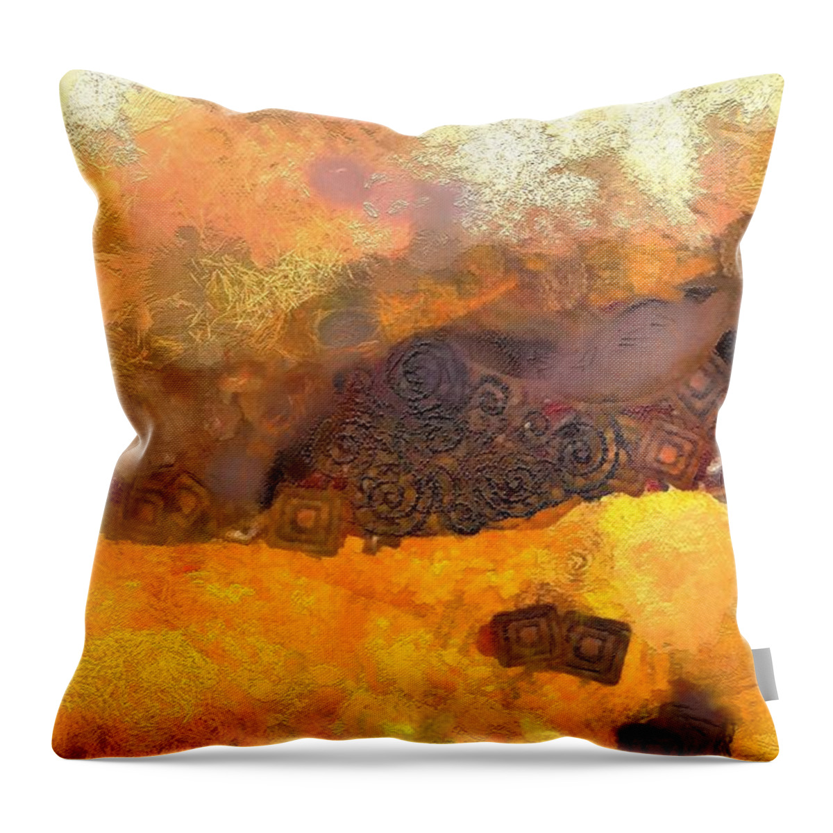 Abstract Throw Pillow featuring the painting Klimpt Study No. 1 by Lelia DeMello