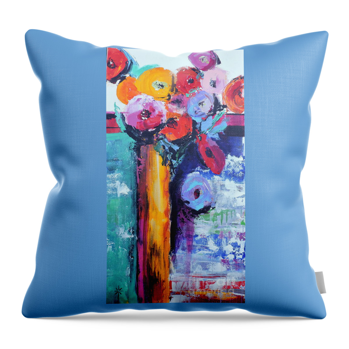 Flowers Throw Pillow featuring the painting Knife Painted Bouquet by Jodie Marie Anne Richardson Traugott     aka jm-ART