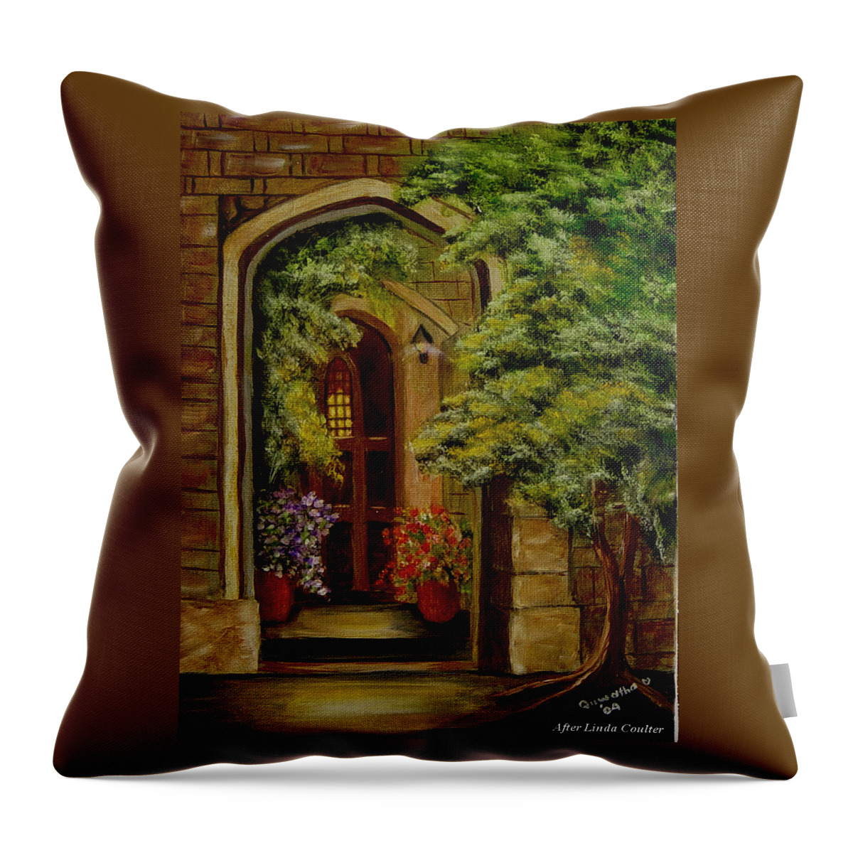 Door Throw Pillow featuring the painting Knight's Door by Quwatha Valentine