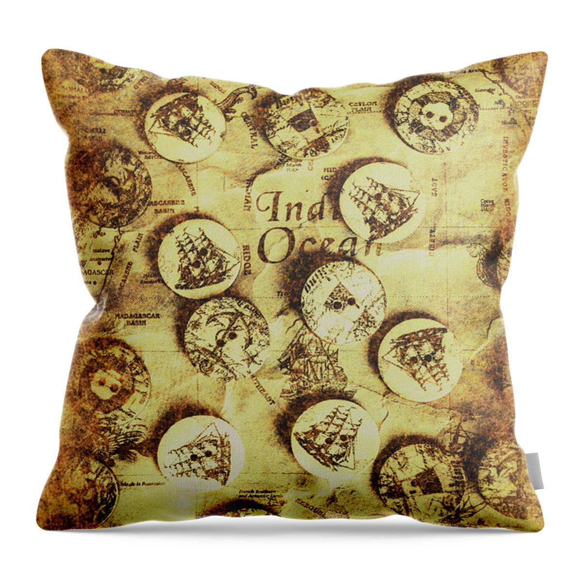 Map Throw Pillow featuring the photograph Knots and buttons by Jorgo Photography