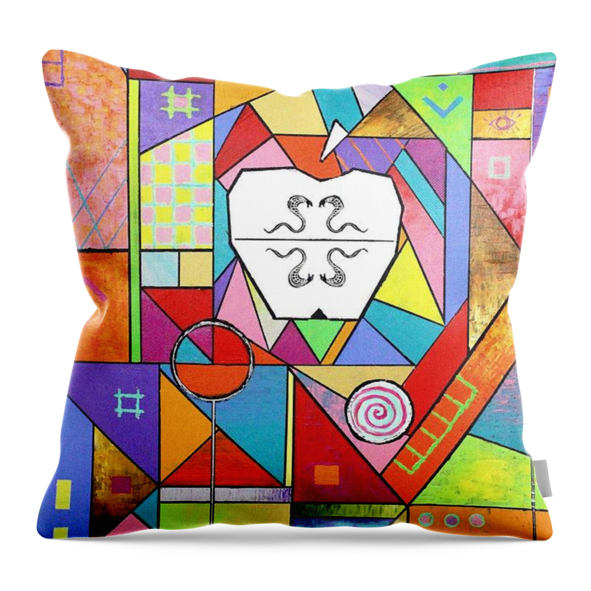 Knowledge Throw Pillow featuring the painting Knowledge, Good and Evil by Jeremy Aiyadurai