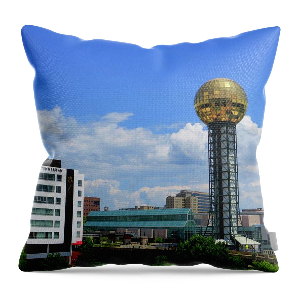Sunsphere Throw Pillow featuring the photograph Knoxville Sunsphere by Connor Beekman