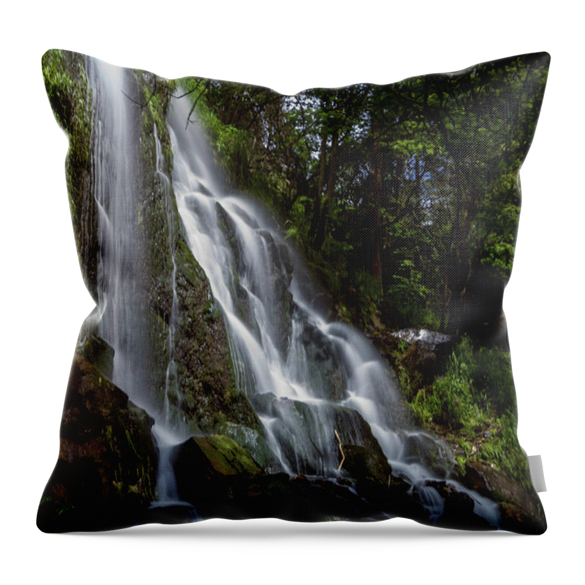 Water Throw Pillow featuring the photograph Koenigshuette Waterfall , Harz by Andreas Levi