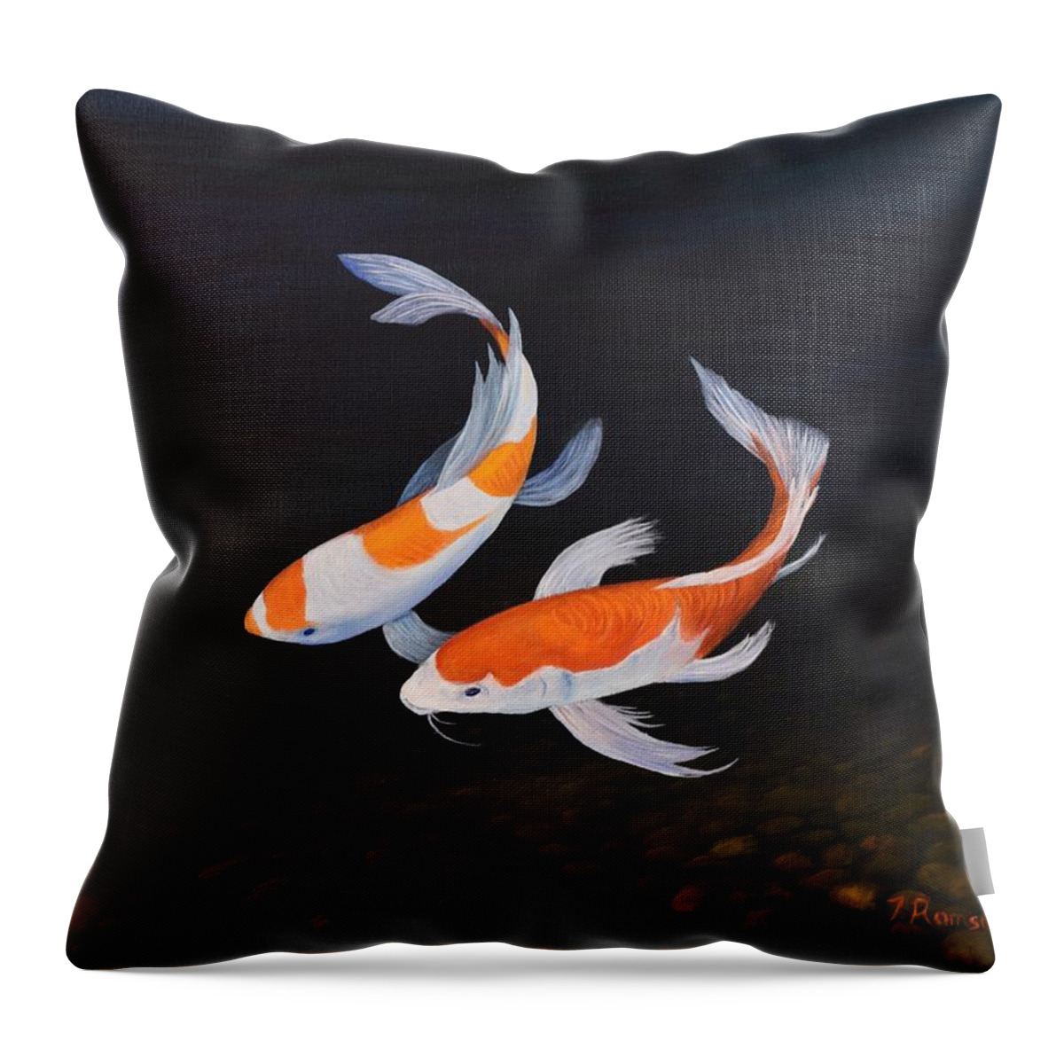Koi Throw Pillow featuring the painting Koi Love by Torrence Ramsundar