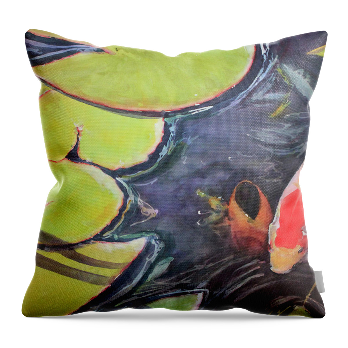 Koi Throw Pillow featuring the painting Koi Pond by Madeleine Arnett