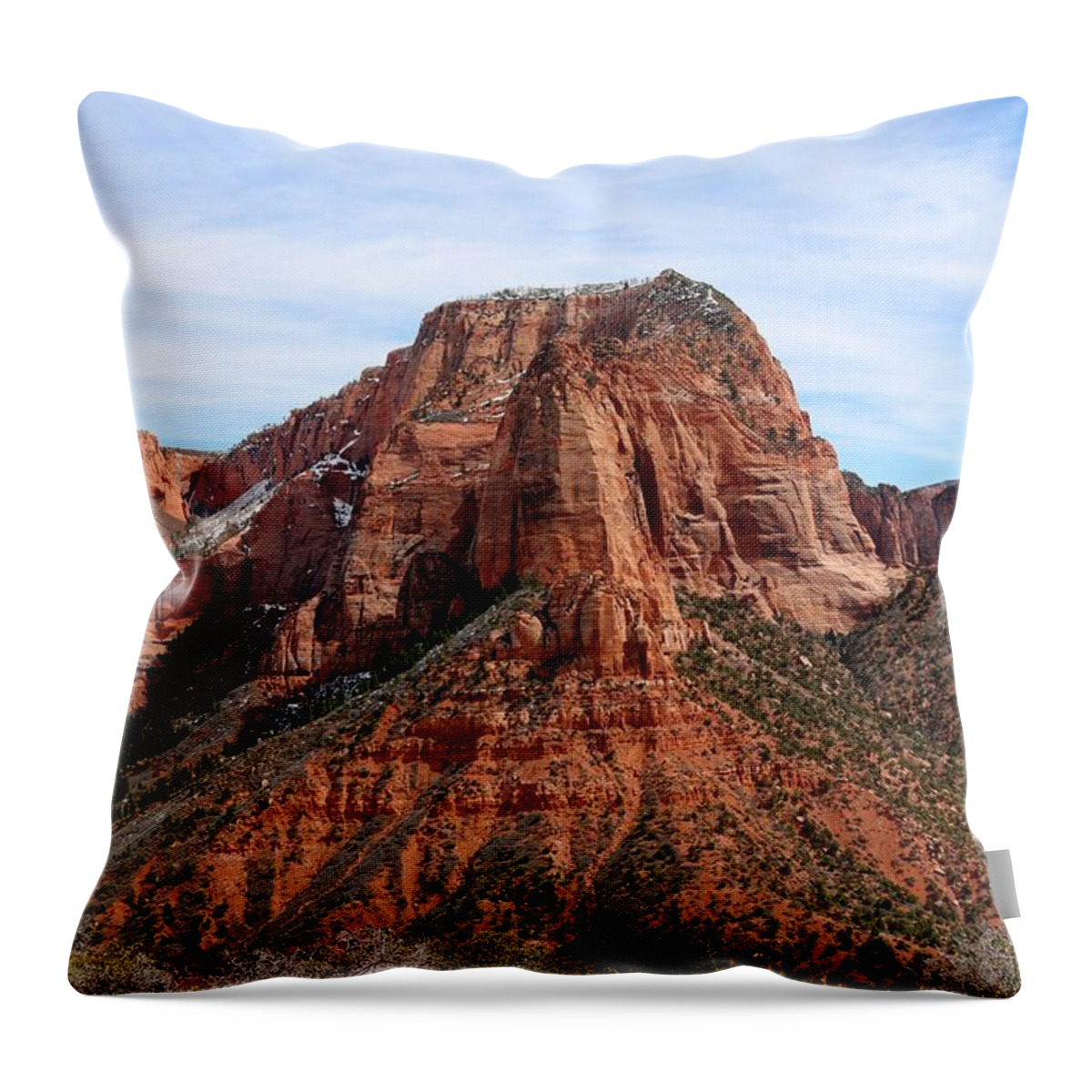 Kolob Canyon Throw Pillow featuring the photograph Kolob Canyon Dusted with Snow - 4 by Christy Pooschke