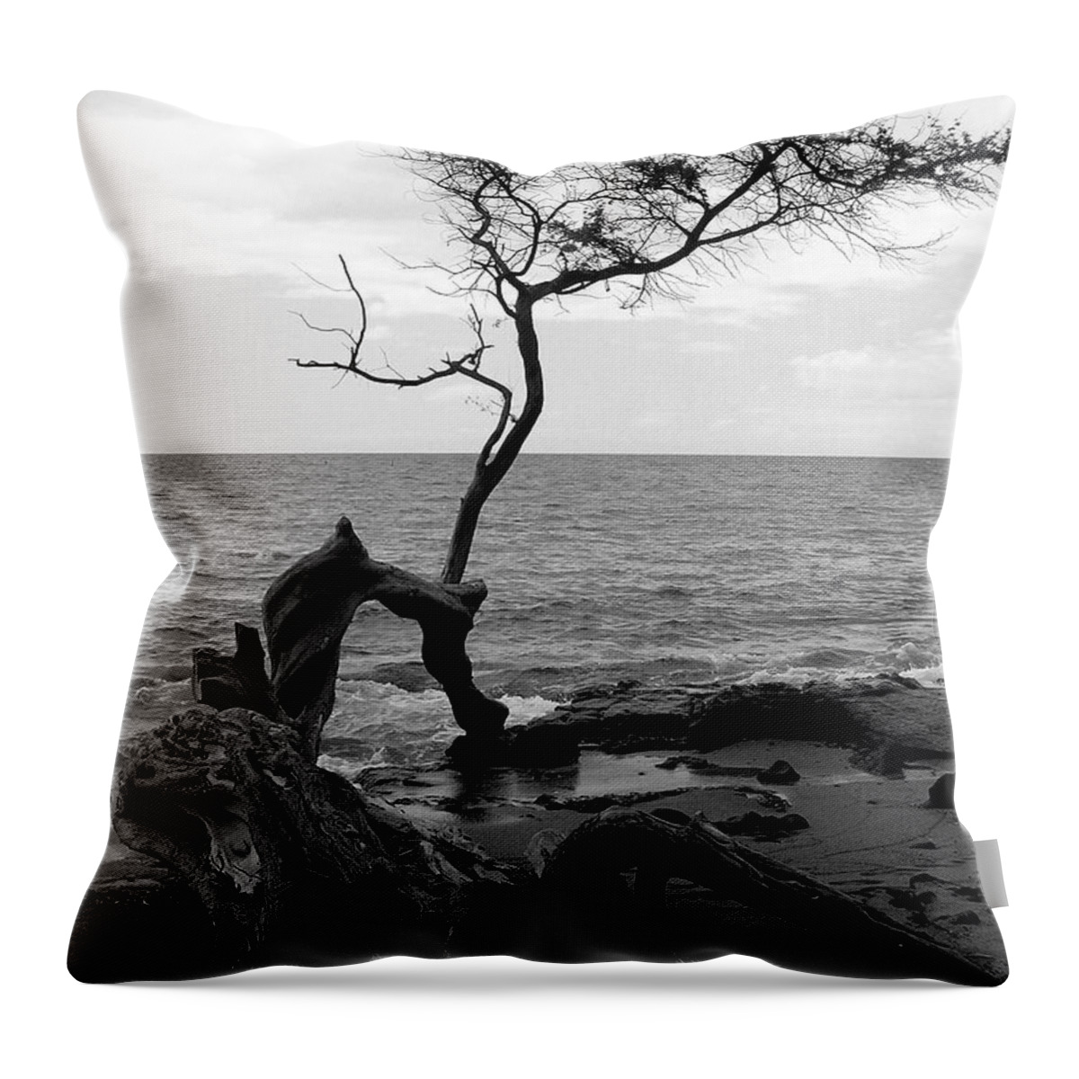 Kona Coast Throw Pillow featuring the photograph Kona Coast Tree by Pat Moore