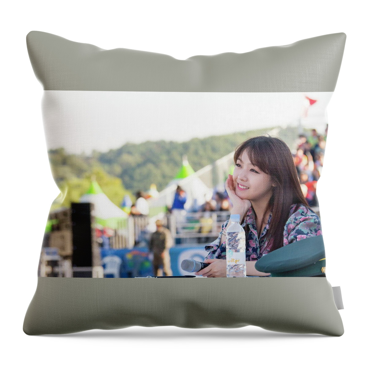 Korean Girl Group Throw Pillow featuring the photograph Korean Girl Group by Jackie Russo