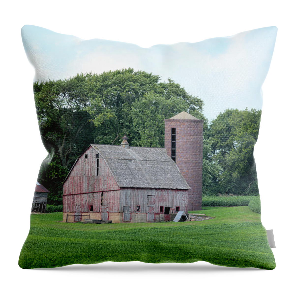 Green Throw Pillow featuring the photograph Kossuth Farm by Bonfire Photography