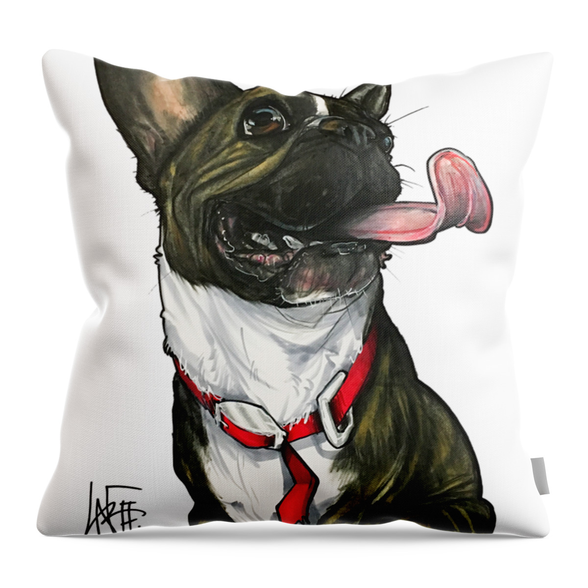 Pet Portrait Throw Pillow featuring the drawing Krohne 3188 by John LaFree