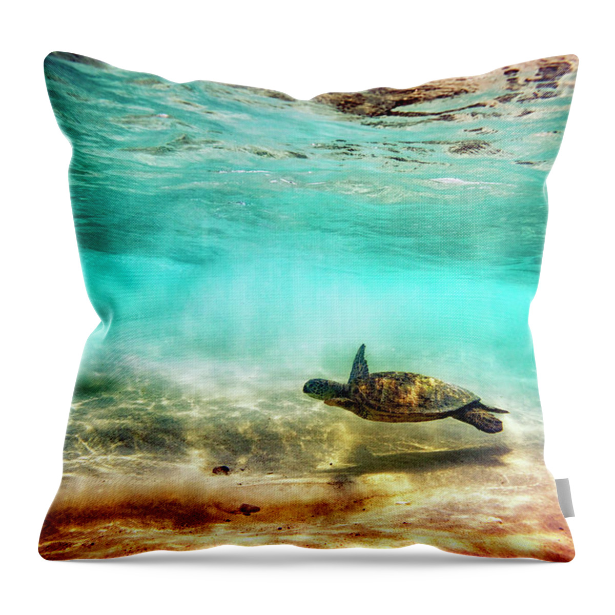 Turtle Throw Pillow featuring the photograph Kua Bay Honu by Christopher Johnson
