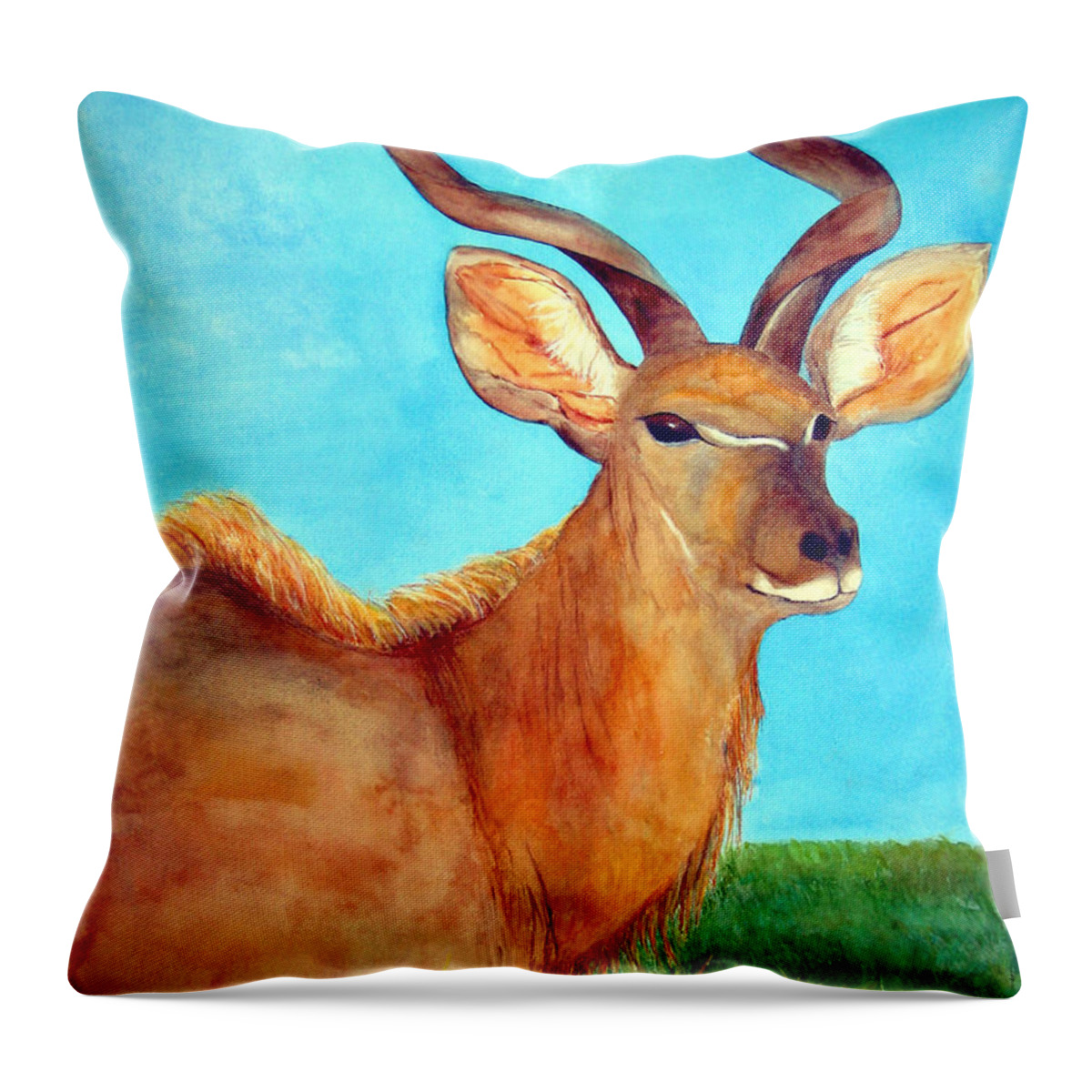 Kudu Throw Pillow featuring the painting Kudu by Patricia Beebe