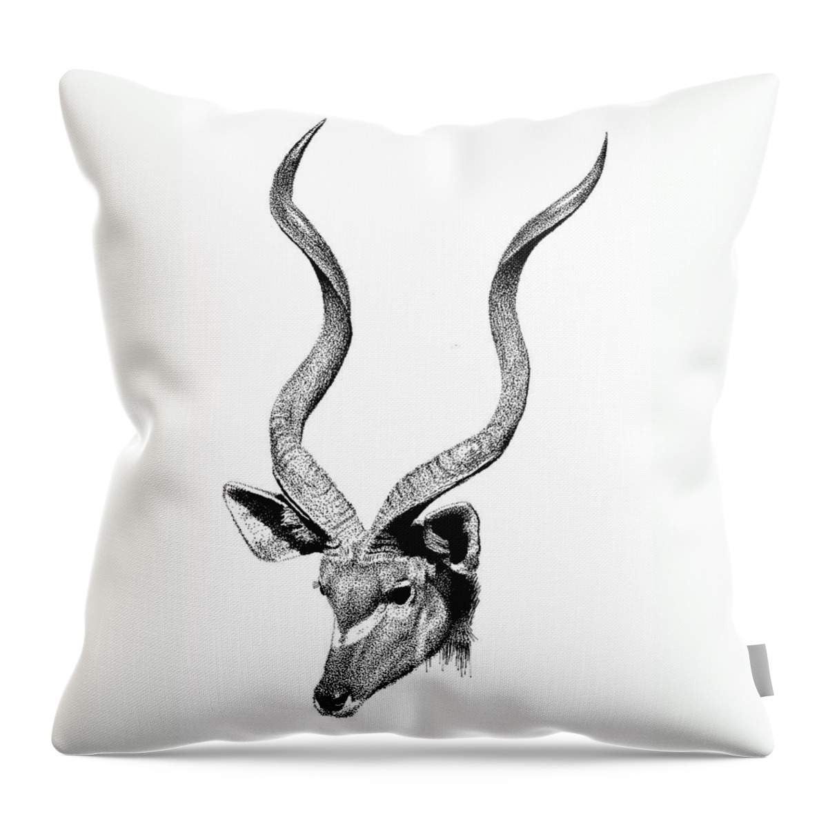 Kudu Throw Pillow featuring the drawing Kudu by Scott Woyak