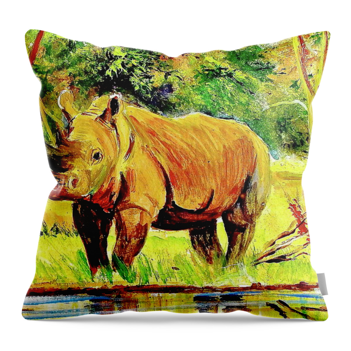 African Artists Throw Pillow featuring the painting L-162 by Albert Lizah