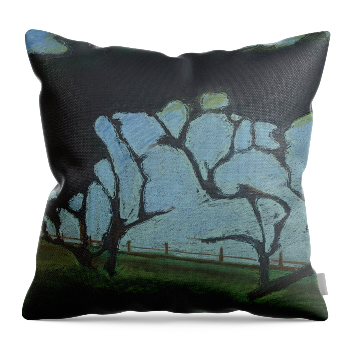 Contemporary Tree Landscape Throw Pillow featuring the mixed media La Jolla III by Leah Tomaino