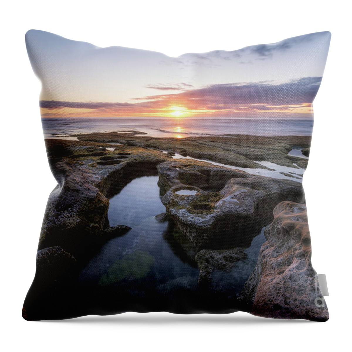La Jolla Throw Pillow featuring the photograph La Jolla Tide Pool Sunset by Michael Ver Sprill