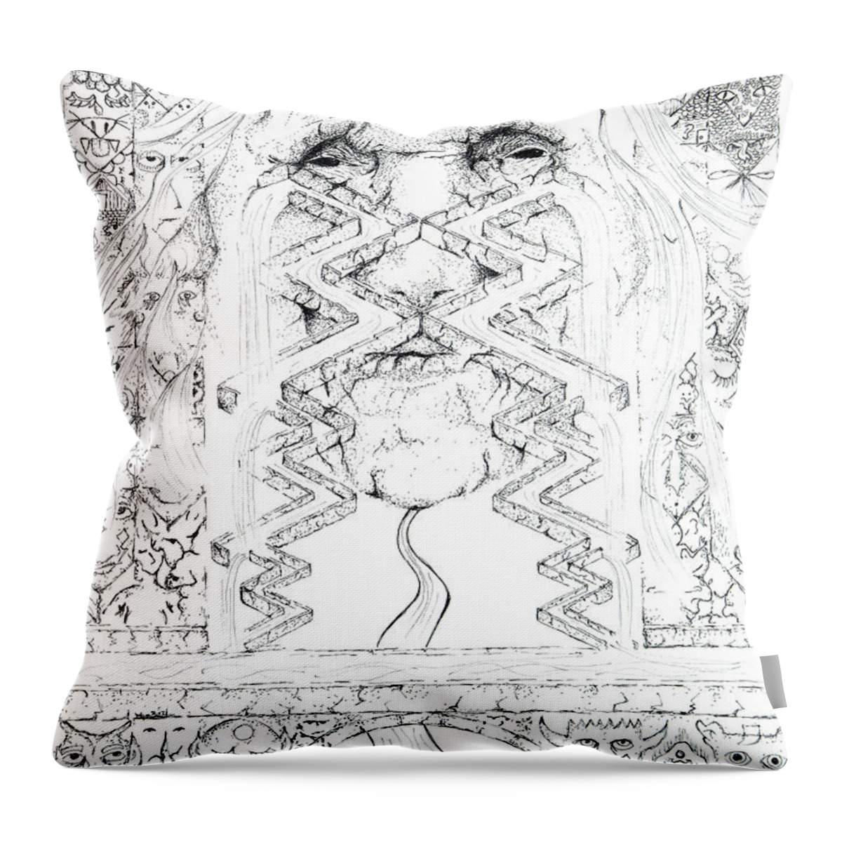 La Llorona Throw Pillow featuring the drawing La Llorona Sombra de Arreguin by Doug Johnson