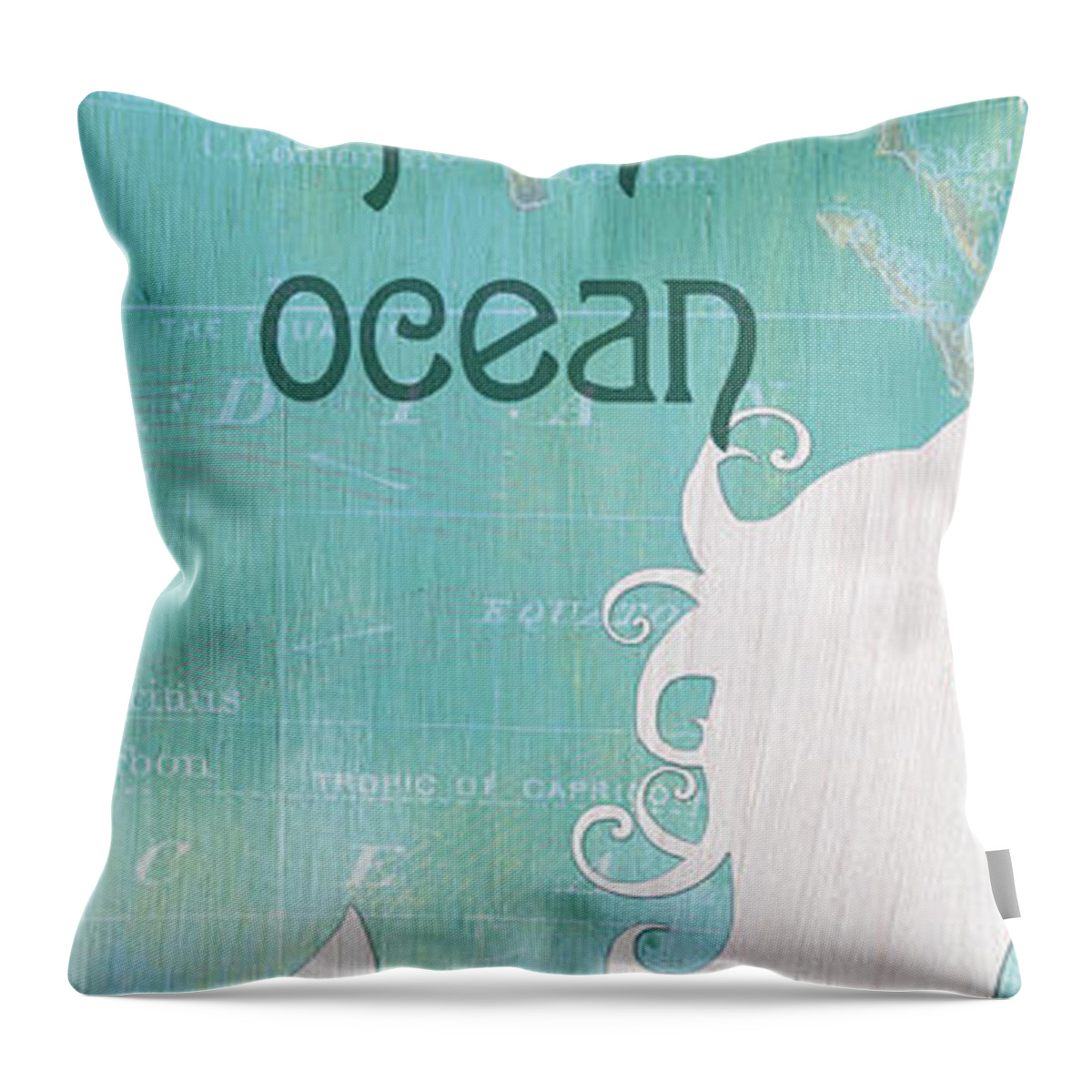 Mermaid Throw Pillow featuring the painting La Mer Mermaid 1 by Debbie DeWitt