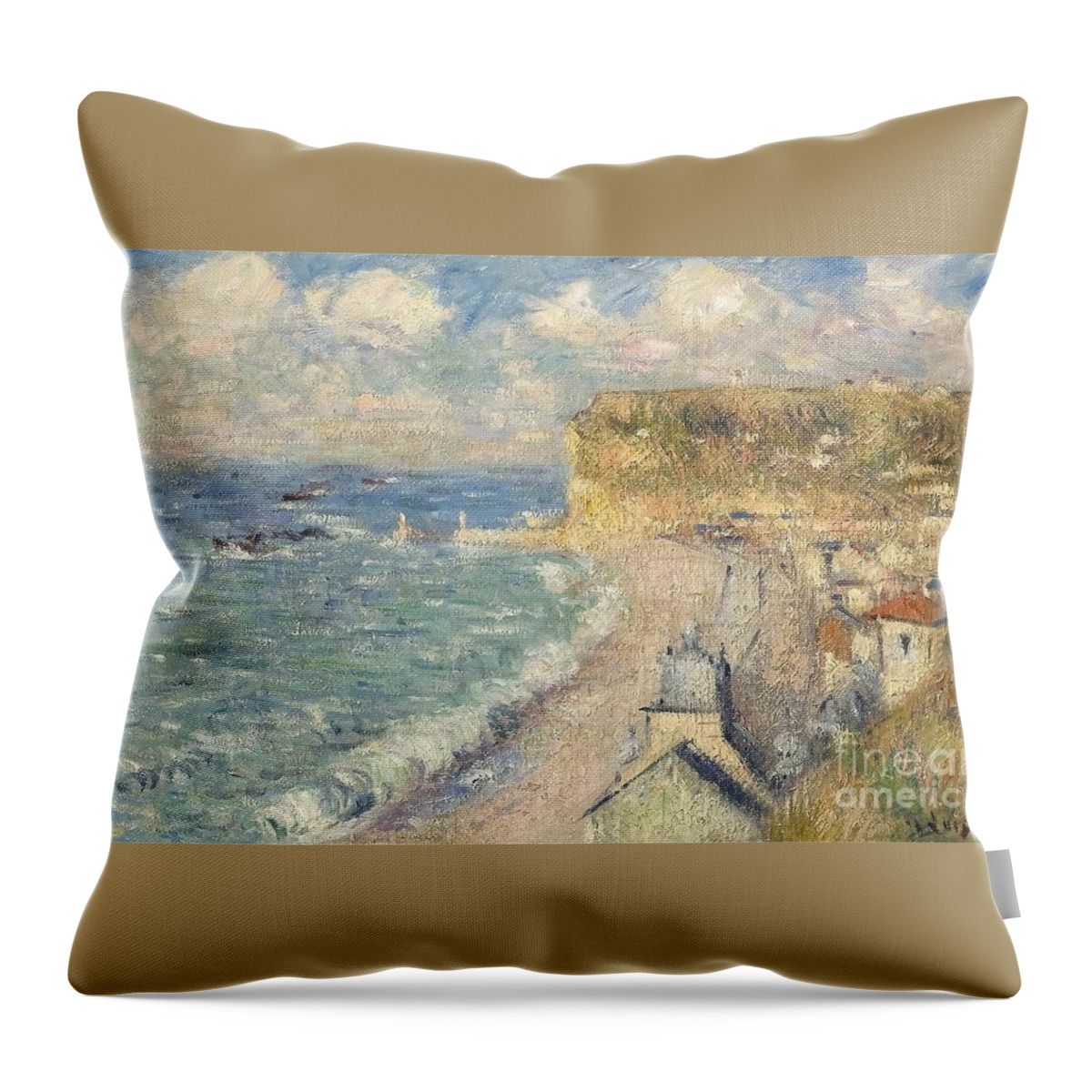 Gustave Loiseau (paris Throw Pillow featuring the painting La plage de fecamp by MotionAge Designs