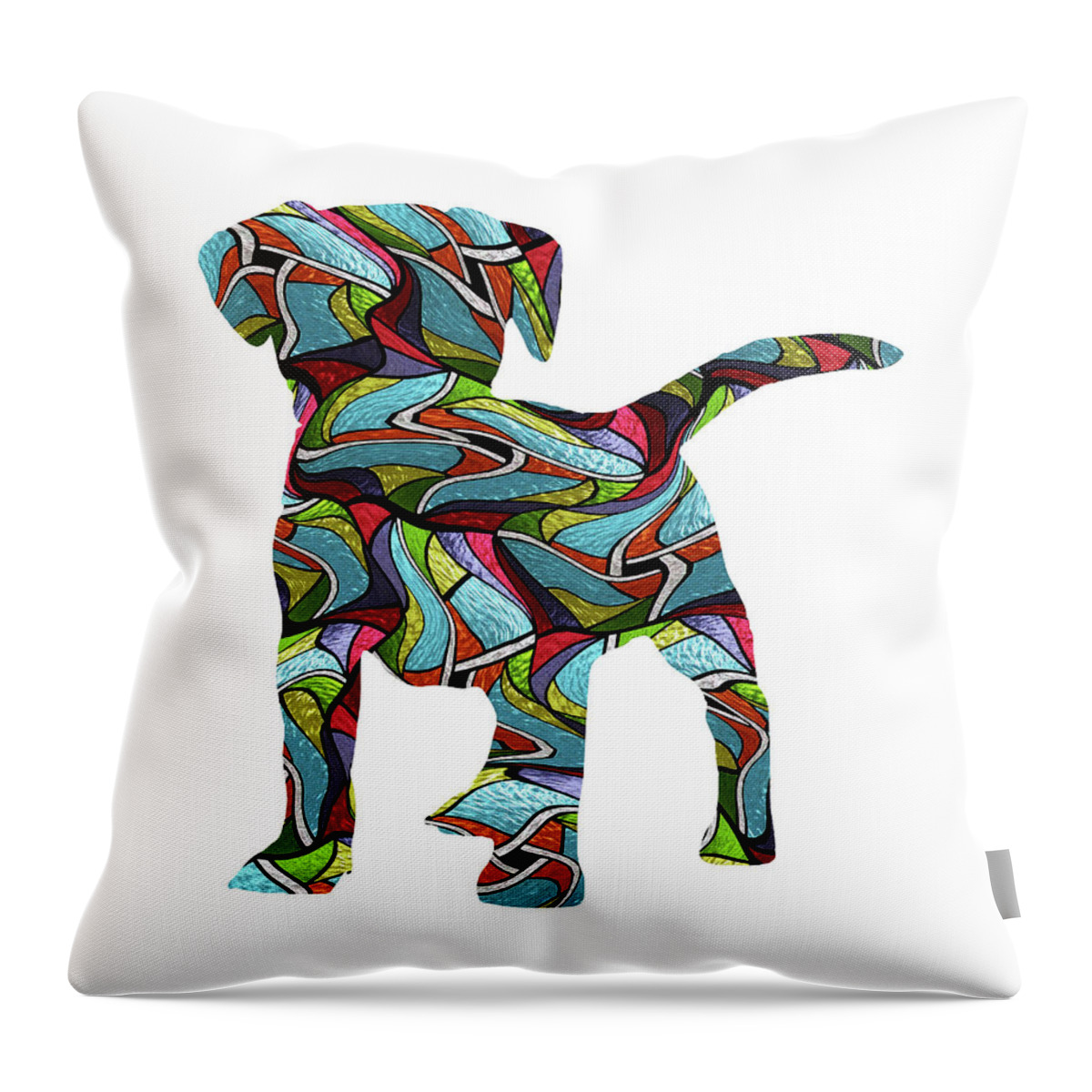 Lab Puppy Throw Pillow featuring the digital art Lab Puppy Spirit Glass by Gregory Murray