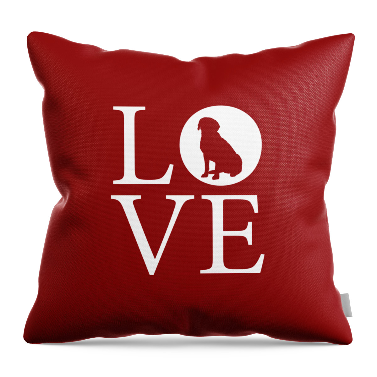 Lab Throw Pillow featuring the digital art Labrador Love Red by Nancy Ingersoll