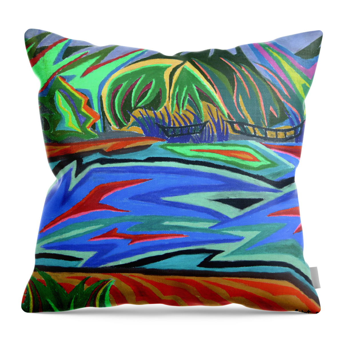 Laureate Throw Pillow featuring the painting Lac Aura by Robert SORENSEN