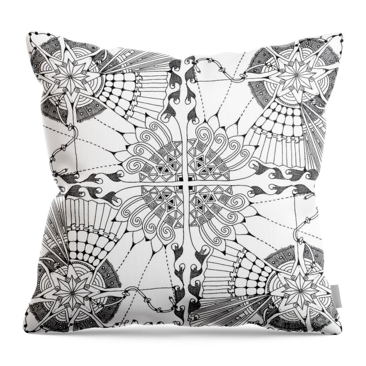 Zentangle Design With Various Patterns Doodles Repeat Patterns Throw Pillow featuring the tapestry - textile Lace by Ruth Dailey