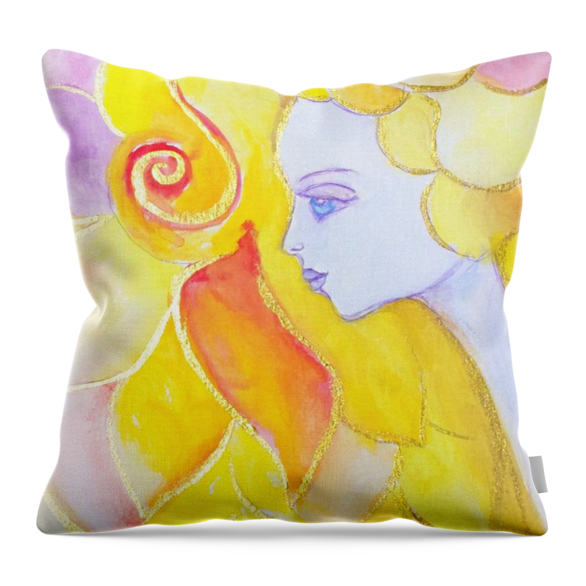 Art Nouveau Throw Pillow featuring the painting Lady Autumn by Garden Of Delights