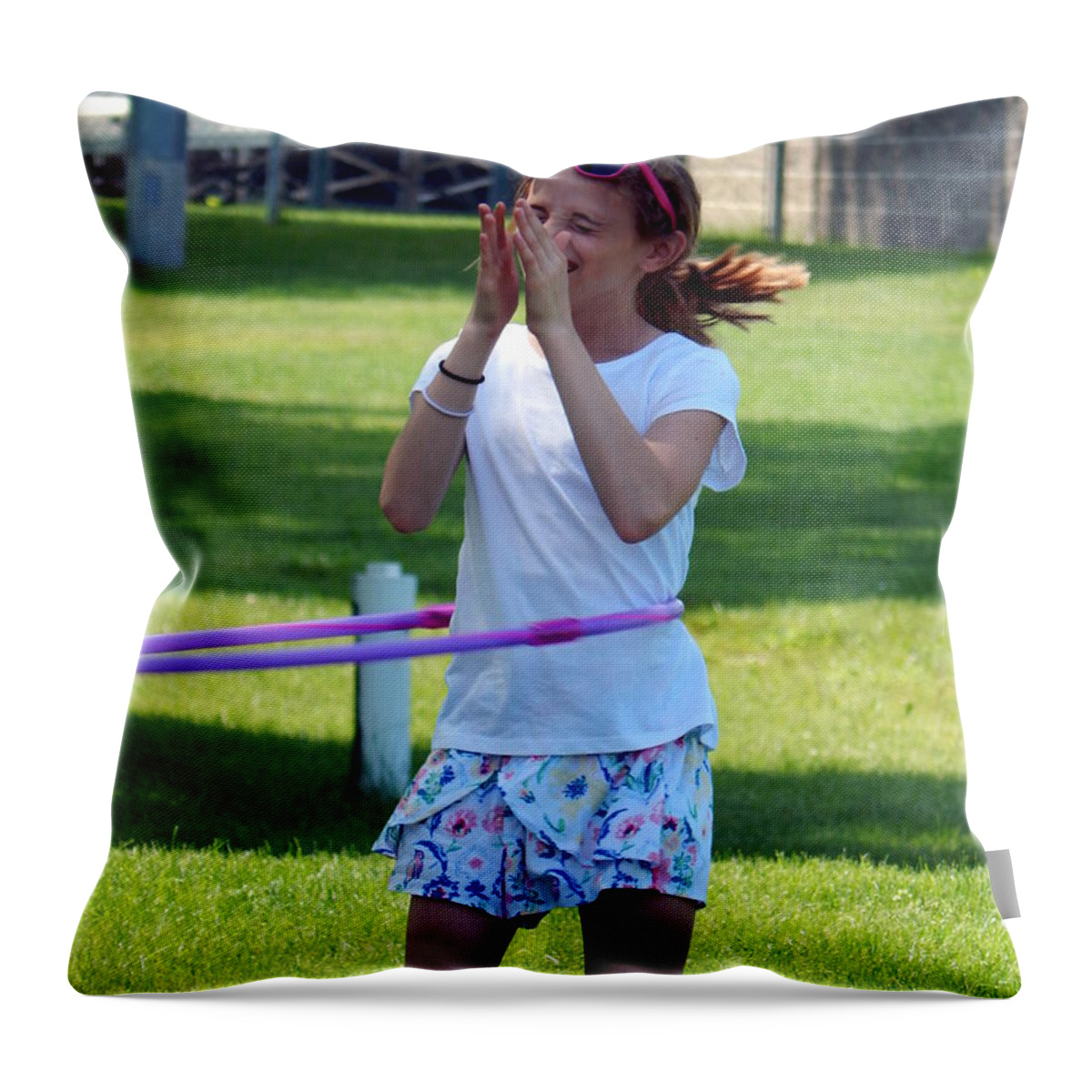 Summer Throw Pillow featuring the photograph Lady Grace Hula by Wild Thing
