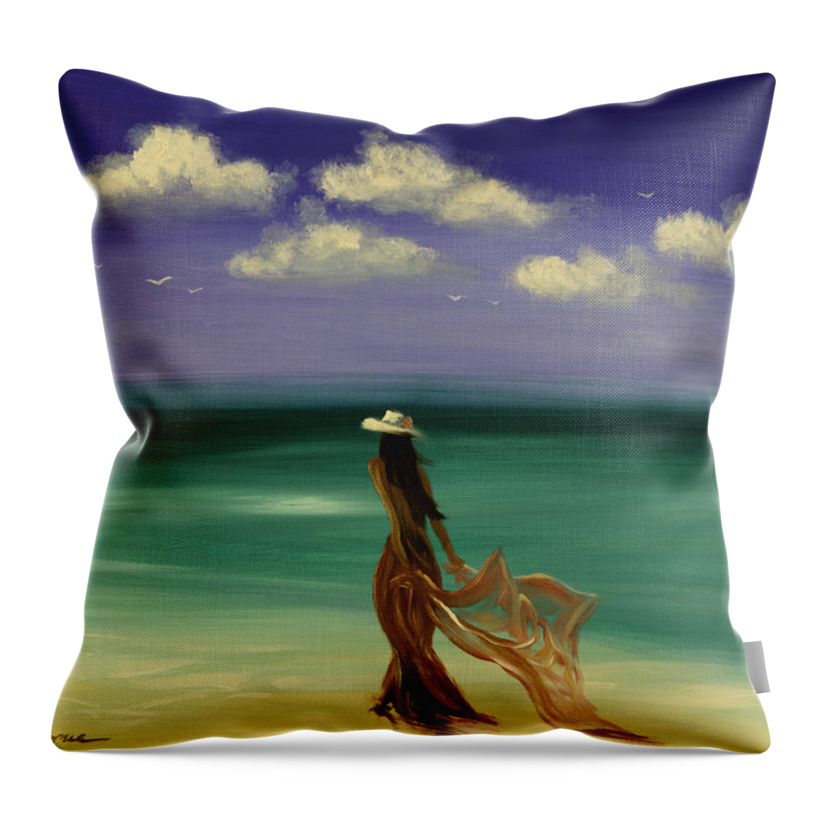 Nice Throw Pillow featuring the painting Lady in Red by Gina De Gorna