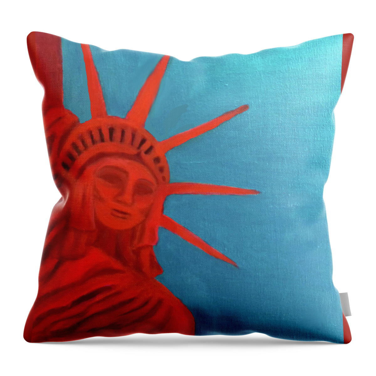 America Throw Pillow featuring the painting Lady Liberty by Margaret Harmon
