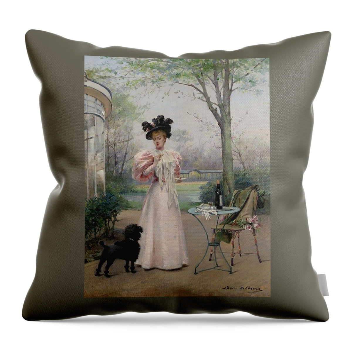 Louise Abbma (1853-1927) Lady Throw Pillow featuring the painting Lady by Louise Abbema