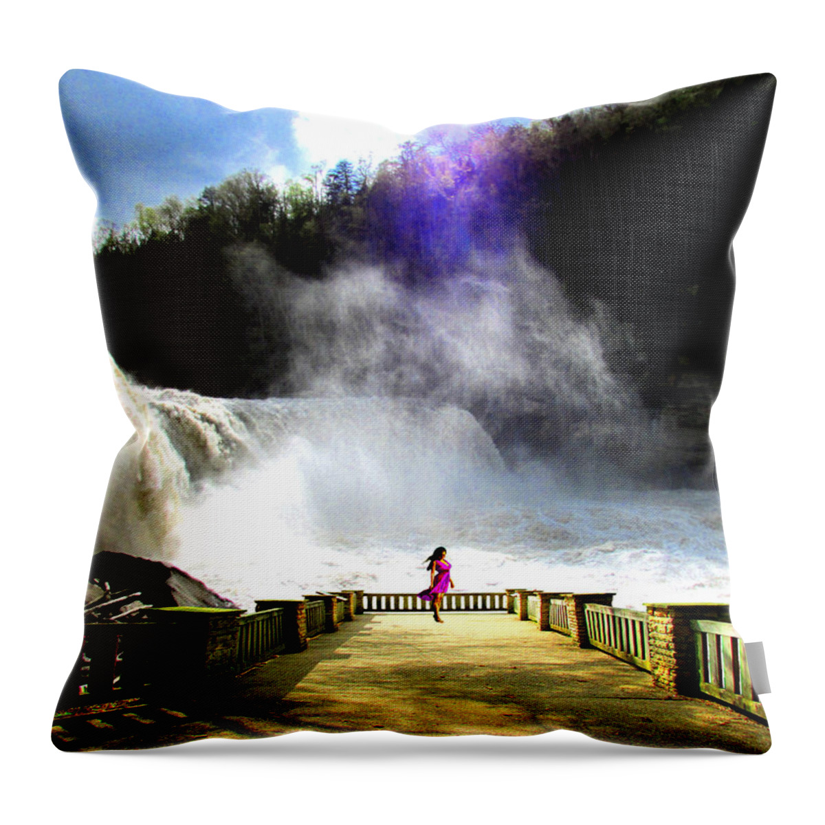 Waterfall Throw Pillow featuring the photograph Lady of the Falls by Michael Rucker